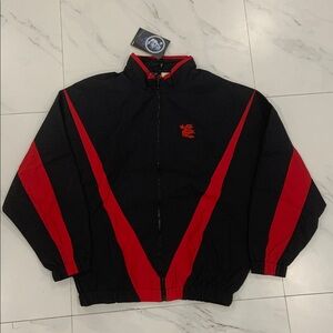 Hellstar Windbreaker Zip-Up Jacket Black / Red for Men size Large